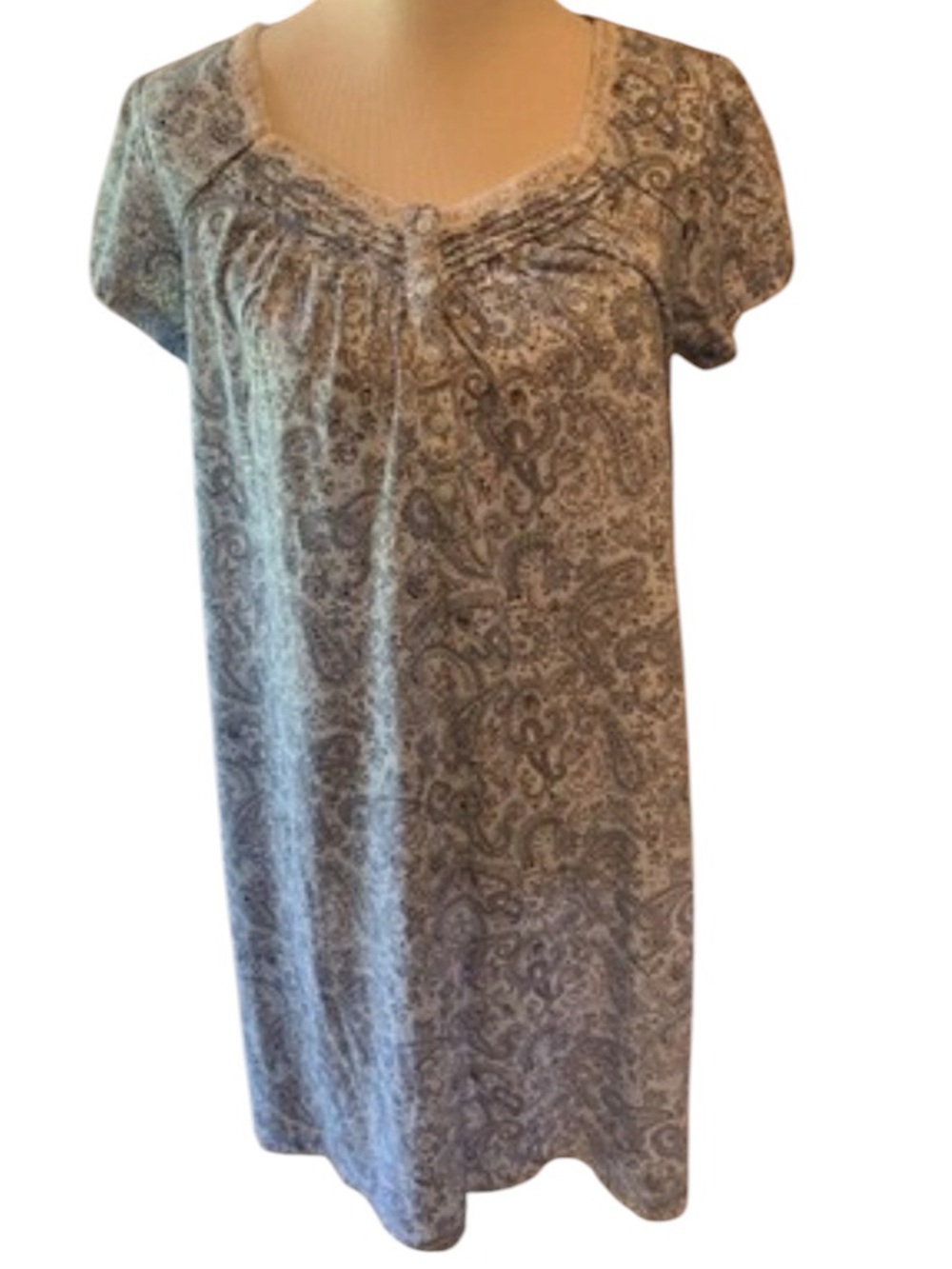 Croft & Barrows Classic Night Gown Sleep Shirt NWT Paisley Blue White SZ XXL